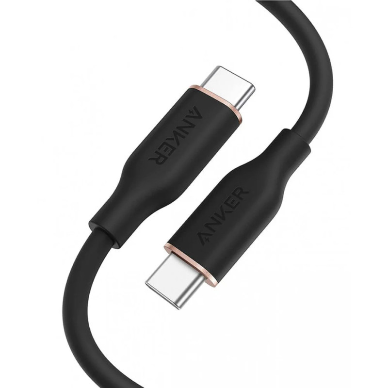 Anker PowerLine III Flow 3ft 100W USB-C to USB-C Cable - Midnight Black - كابل